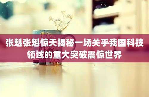 张魁张魁惊天揭秘一场关乎我国科技领域的重大突破震惊世界