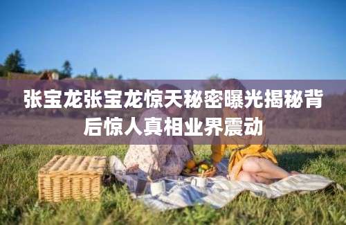 张宝龙张宝龙惊天秘密曝光揭秘背后惊人真相业界震动