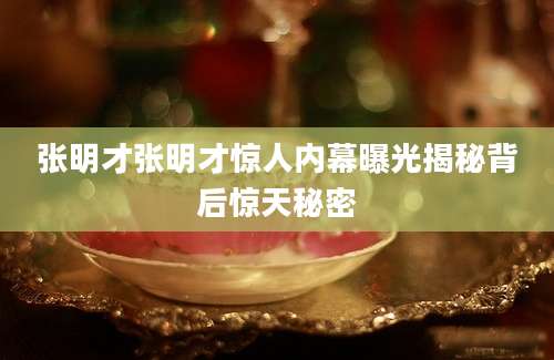 张明才张明才惊人内幕曝光揭秘背后惊天秘密