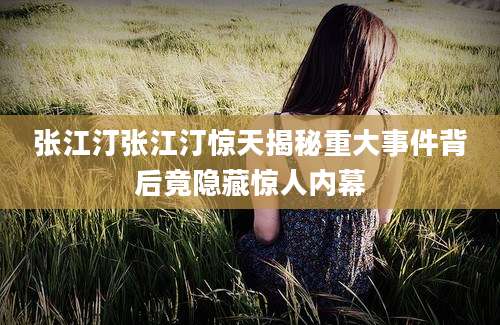 张江汀张江汀惊天揭秘重大事件背后竟隐藏惊人内幕