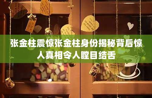 张金柱震惊张金柱身份揭秘背后惊人真相令人瞠目结舌