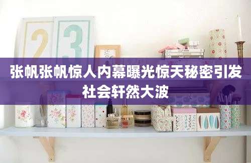 张帆张帆惊人内幕曝光惊天秘密引发社会轩然大波
