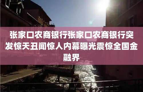 张家口农商银行张家口农商银行突发惊天丑闻惊人内幕曝光震惊全国金融界