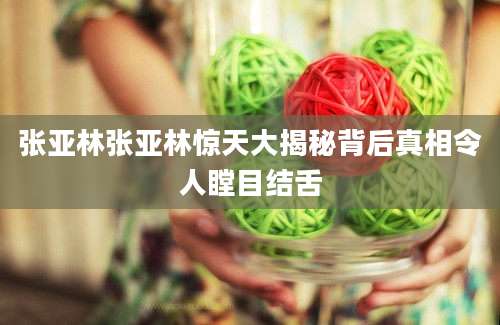 张亚林张亚林惊天大揭秘背后真相令人瞠目结舌