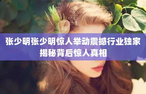 张少明张少明惊人举动震撼行业独家揭秘背后惊人真相