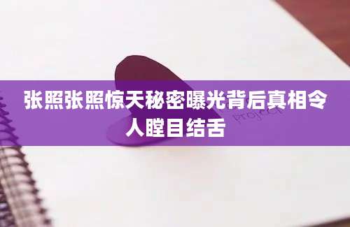 张照张照惊天秘密曝光背后真相令人瞠目结舌