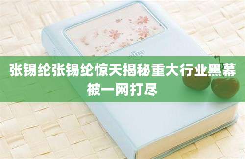 张锡纶张锡纶惊天揭秘重大行业黑幕被一网打尽
