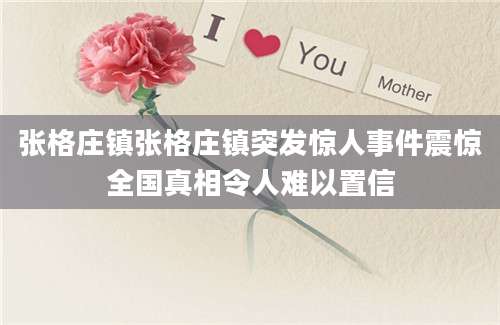 张格庄镇张格庄镇突发惊人事件震惊全国真相令人难以置信