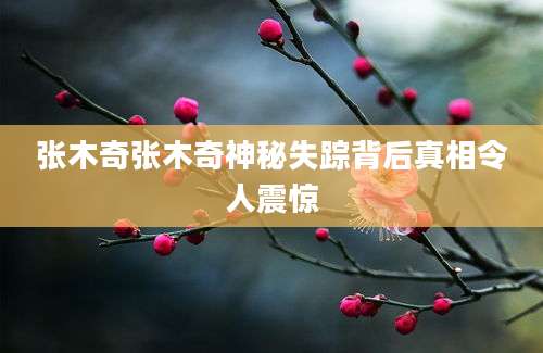 张木奇张木奇神秘失踪背后真相令人震惊