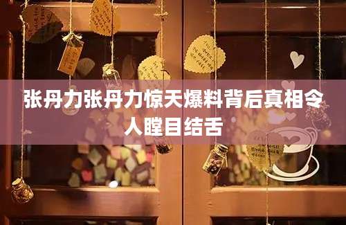 张丹力张丹力惊天爆料背后真相令人瞠目结舌
