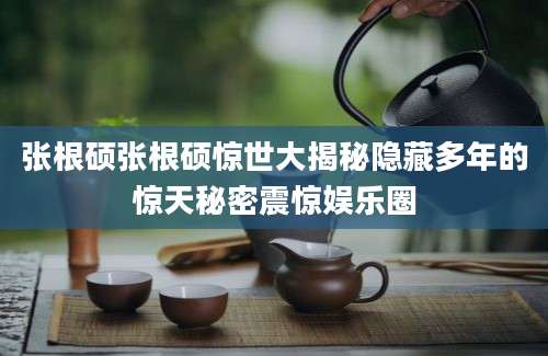 张根硕张根硕惊世大揭秘隐藏多年的惊天秘密震惊娱乐圈