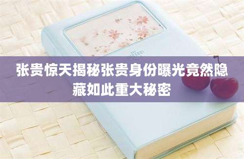 张贵惊天揭秘张贵身份曝光竟然隐藏如此重大秘密