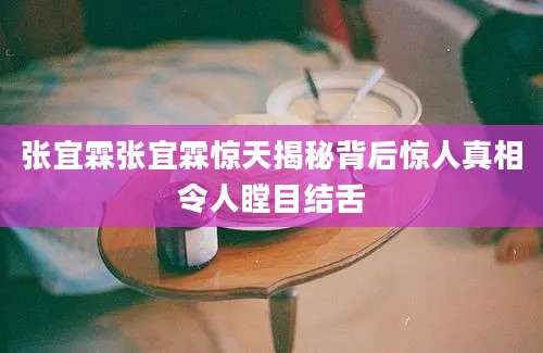 张宜霖张宜霖惊天揭秘背后惊人真相令人瞠目结舌