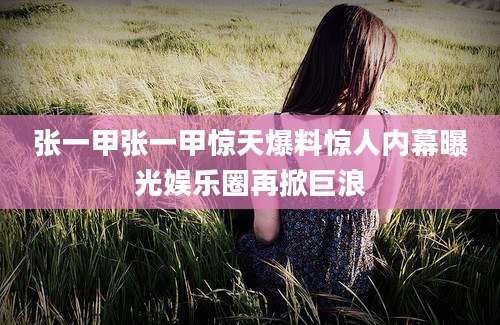 张一甲张一甲惊天爆料惊人内幕曝光娱乐圈再掀巨浪