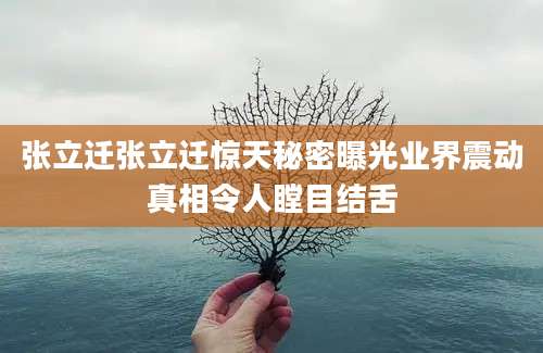 张立迁张立迁惊天秘密曝光业界震动真相令人瞠目结舌