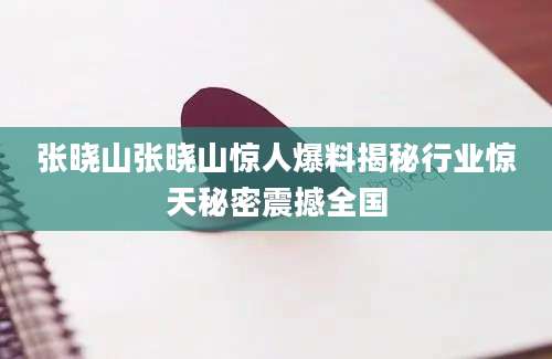 张晓山张晓山惊人爆料揭秘行业惊天秘密震撼全国
