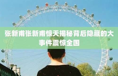 张新甫张新甫惊天揭秘背后隐藏的大事件震惊全国