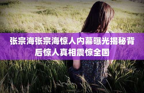 张宗海张宗海惊人内幕曝光揭秘背后惊人真相震惊全国