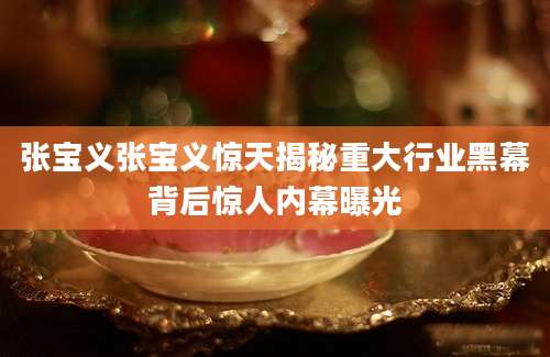 张宝义张宝义惊天揭秘重大行业黑幕背后惊人内幕曝光