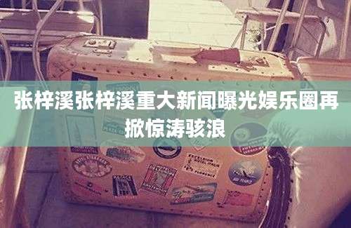 张梓溪张梓溪重大新闻曝光娱乐圈再掀惊涛骇浪