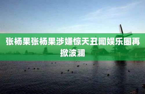 张杨果张杨果涉嫌惊天丑闻娱乐圈再掀波澜