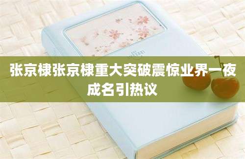 张京棣张京棣重大突破震惊业界一夜成名引热议