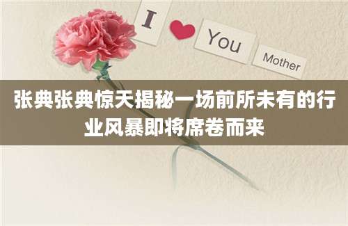 张典张典惊天揭秘一场前所未有的行业风暴即将席卷而来