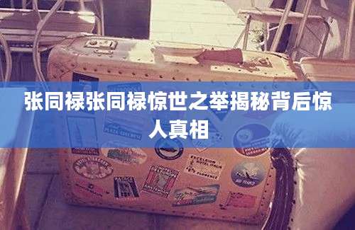 张同禄张同禄惊世之举揭秘背后惊人真相