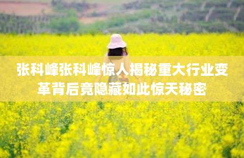 张科峰张科峰惊人揭秘重大行业变革背后竟隐藏如此惊天秘密