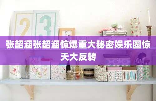 张韶涵张韶涵惊爆重大秘密娱乐圈惊天大反转