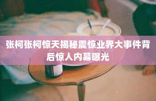 张柯张柯惊天揭秘震惊业界大事件背后惊人内幕曝光