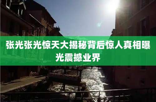 张光张光惊天大揭秘背后惊人真相曝光震撼业界