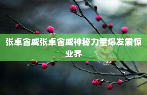 张卓含威张卓含威神秘力量爆发震惊业界